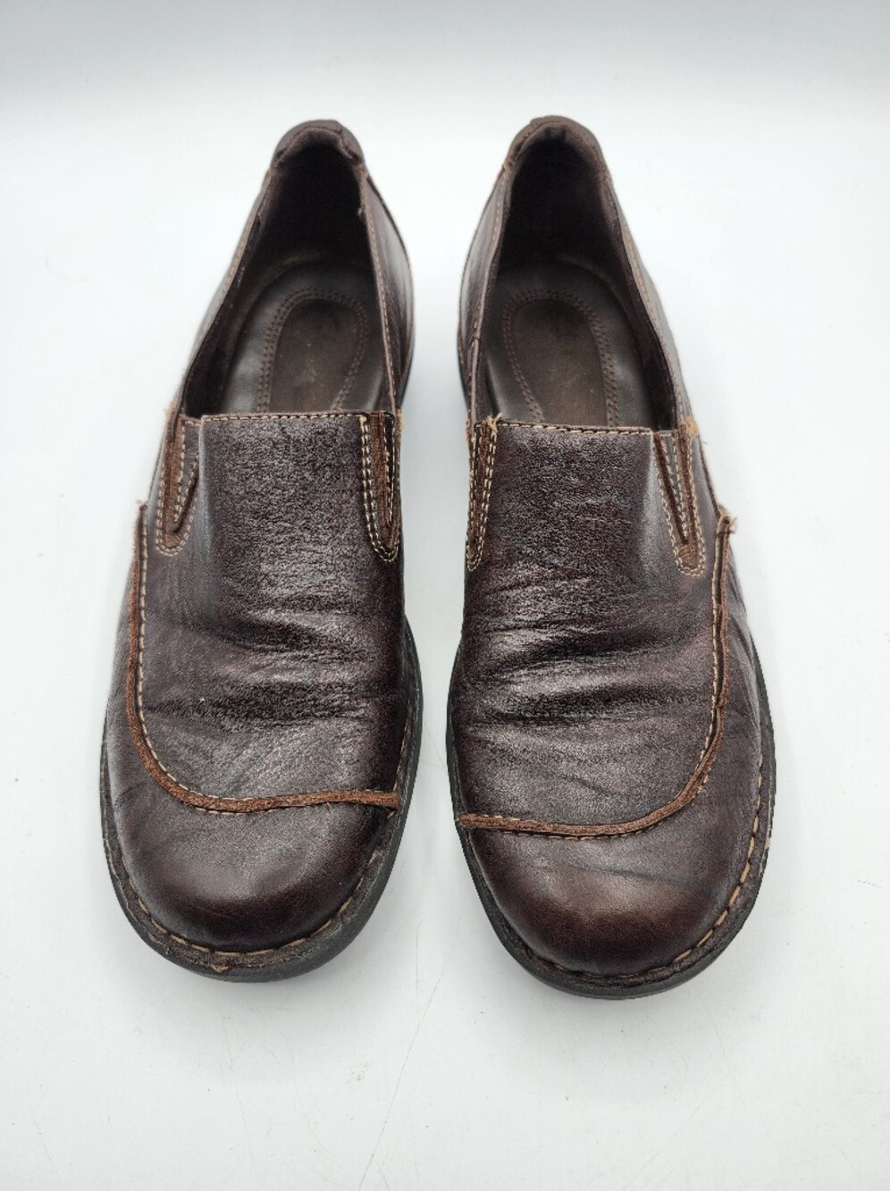 Clarks Women's Dark Brown Leather Slip-On Loafers